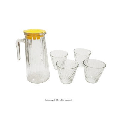 CARAFE AND 4 GLASS GLASSES